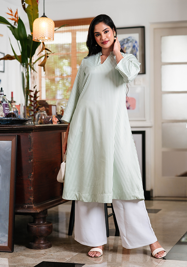 TAHIRA GREEN STRIPE KURTA